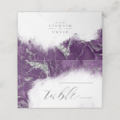 Debbie U-W Marble Glitzer Wedding Plum Slvr ID644 Platzkarte (Außenseite Aufgefaltet)