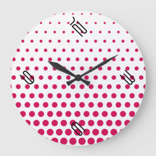 Debian Red Polka Dot Modern White Große Wanduhr