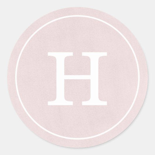 Debonair Blush Pink Monogram Runder Aufkleber (Vorderseite)