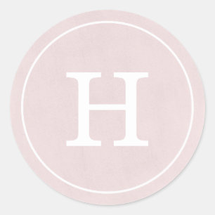 Debonair Blush Pink Monogram Runder Aufkleber