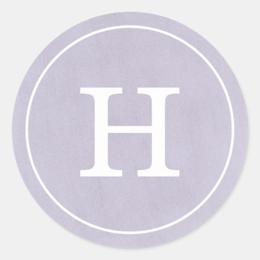 Debonair Lavender Monogram Runder Aufkleber (Vorderseite)