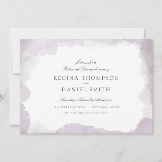 Debonair Lavender Probe Abendessen Einladung (Vorderseite)