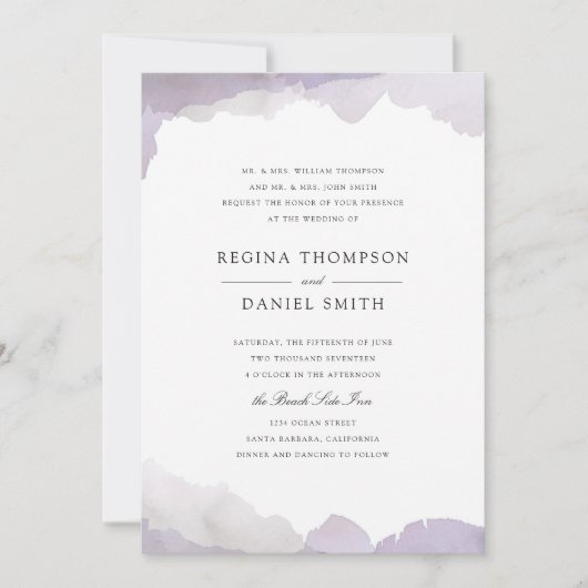 Debonair Lavender Wedding Einladung (Vorderseite)