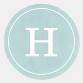 Debonair Turquoise Monogram Runder Aufkleber (Vorderseite)