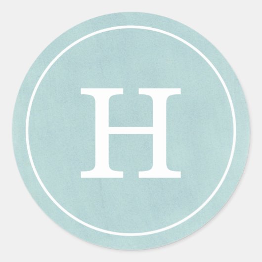 Debonair Turquoise Monogram Runder Aufkleber (Vorderseite)