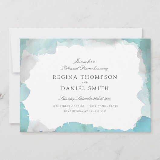 Debonair Turquoise Probe Dinner Einladung (Vorderseite)