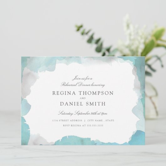 Debonair Turquoise Probe Dinner Einladung (Stehend Vorderseite)