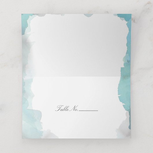 Debonair Turquoise Wedding Platzkarte (Innenseite Aufgefaltet)