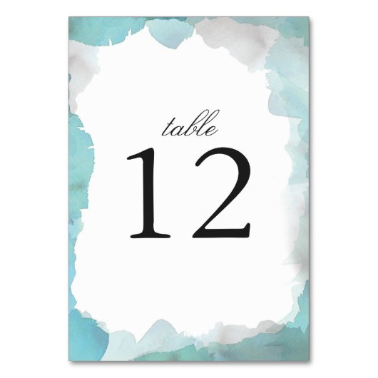 Debonair Turquoise Wedding Tischnummer (Rückseite)