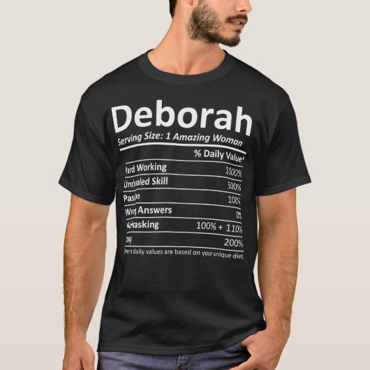 DEBORAH Nutrition Personalisiert Name Funny Gift T-Shirt (Vorderseite)