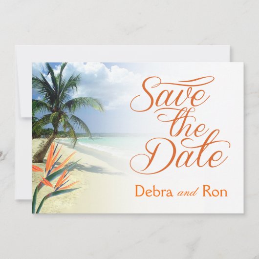Debra Emerald Waters Beach Save the Date | Papaya (Vorderseite)