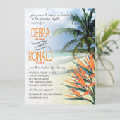 Debra Emerald Watts Tropical Beach| Papaya FELT Einladung (Stehend Vorderseite)