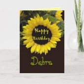 DEBRA Individuelle Name Happy Birthday Sonnenblume Karte (Vorderseite)