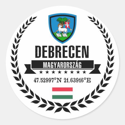 Debrecen Runder Aufkleber (Vorderseite)