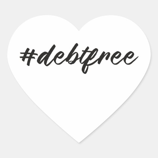 #debtfree (Hashtag Debt Free) Herz-Aufkleber (Vorderseite)