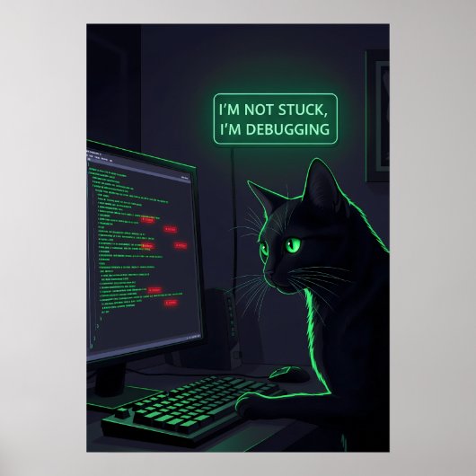 Debugging Cat Programmer - "I'm Not Stuck" Poster (Vorne)