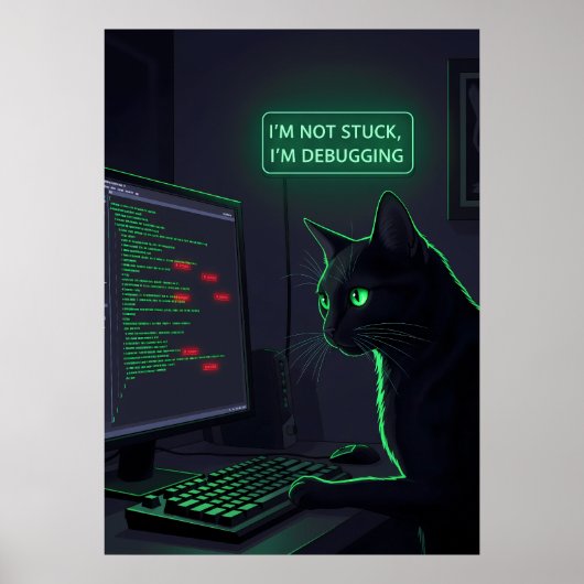Debugging Cat Programmer - "I'm Not Stuck" Poster (Vorne)
