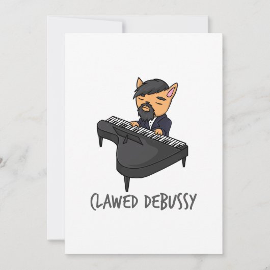 Debussy Piano Player Cat Pun Fun Geschenk Ankündigung (Vorderseite)