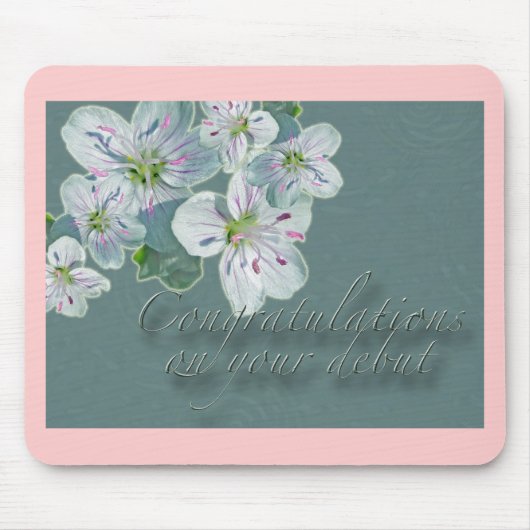 Debut Glückwunsch Frühlingsbeauty Wildblume Mousepad (Vorne)
