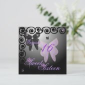 Debutant-Schmetterling 16. Geburtstag Einladung (Stehend Vorderseite)