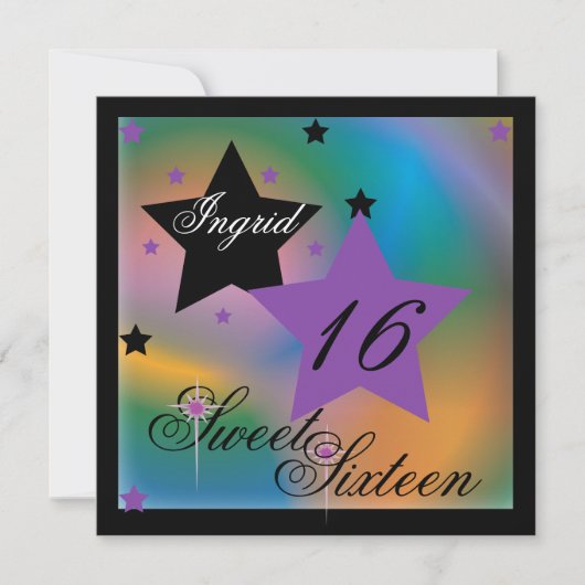 Debutant Star 16 . Geburtstag-Cust. Einladung (Vorderseite)
