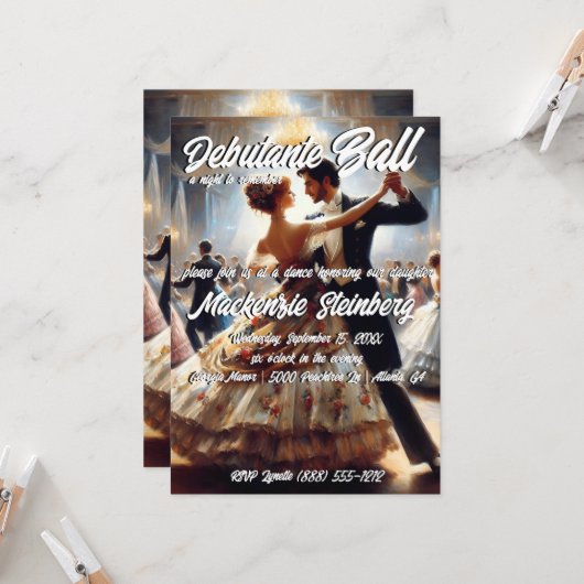 Debutante Ball Cotillion Ballroom tanzen Einladung (Vorderseite/Rückseite Beispiel)