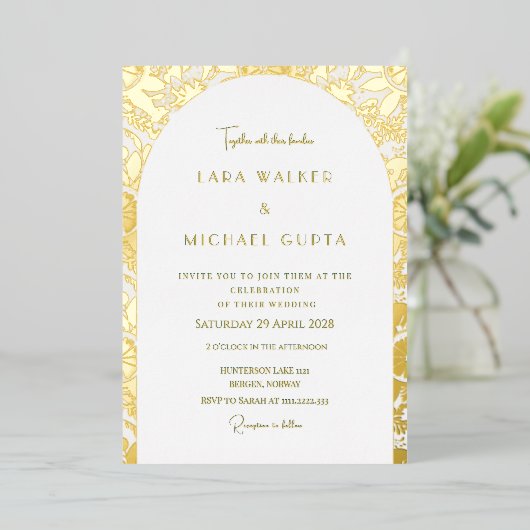 Decadent Arch Gold Foiled Wedding Einladung (Stehend vorne)