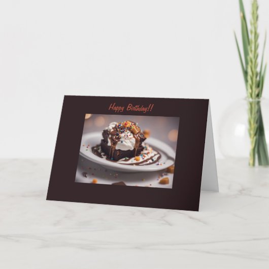 Decadent chocolate fudge brownie birthday card karte (Vorderseite)