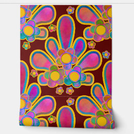 Decadent Guilded Retro Watercolor Ploomf in Iron Tapete