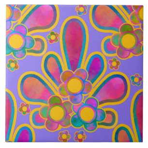 Decadent Guilded Retro Watercolor Ploomf Twilight Fliese