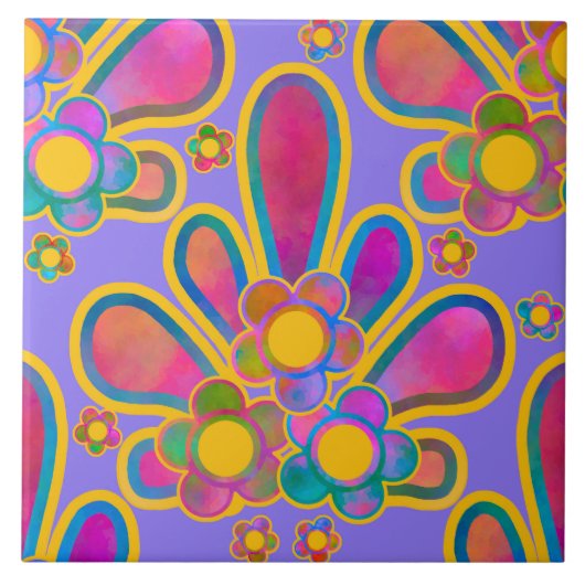 Decadent Guilded Retro Watercolor Ploomf Twilight Fliese (Vorderseite)