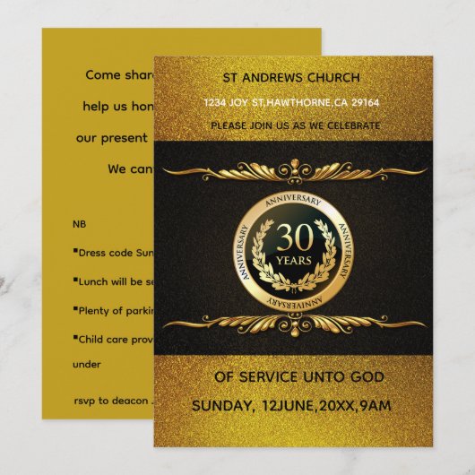 Decades of Devotion Church  Invite Einladung (Vorne/Hinten)