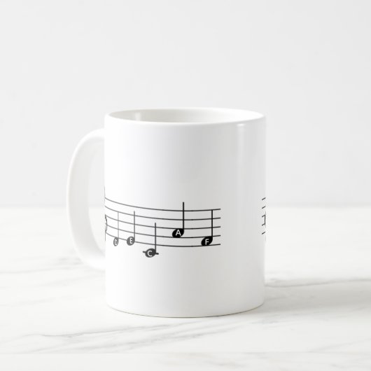 Decaf "DECAF" Musiknote Kaffee Tasse Klavierlehrer (Vorderseite Links)