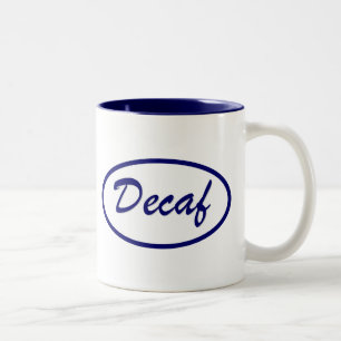 Decaf-Namensflecken entkoffeiniert Zweifarbige Tasse