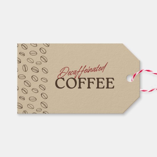 Decaffeinated Coffee Gift Tag – Retro Coffee Beans Geschenkanhänger (Vorderseite (Horizontal))