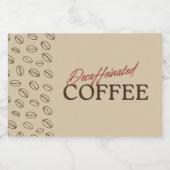 Decaffeinated Coffee Label – Retro Coffee Beans Lebensmitteletikett (Einzelnes Label)