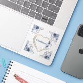 Decal 3" x3" Blauer Blumenzubereiter Aufkleber (Laptop mit iPhone)