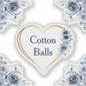 Decal 3" x 3" Blue Floral Cotton Balls Aufkleber (Vorderseite)