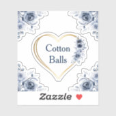 Decal 3" x 3" Blue Floral Cotton Balls Aufkleber (Blatt)