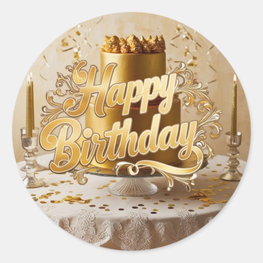 Decal Stickers Happy Birthday Metallic Gold (Vorderseite)