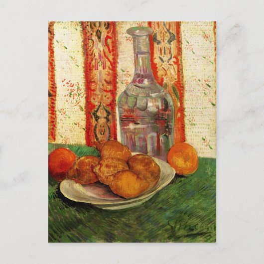Decanter und Zitronen auf Plättchen von van Gogh Postkarte (Vorderseite)