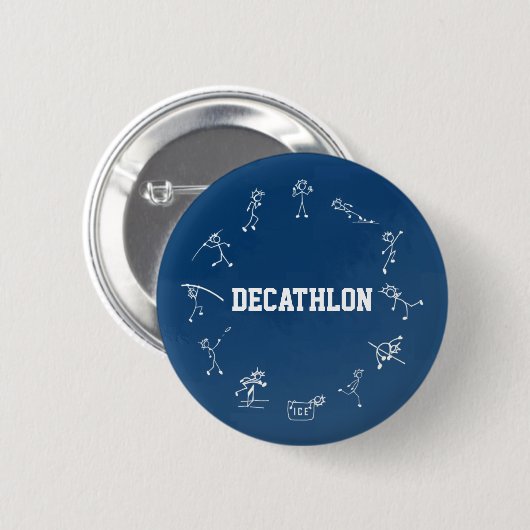 Decathlon Stickman Track und Field Athletics Blue Button (Vorne & Hinten)