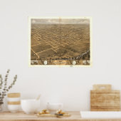 Decatur Illinois 1869 Antique Panoramabalkarte Poster (Küche)