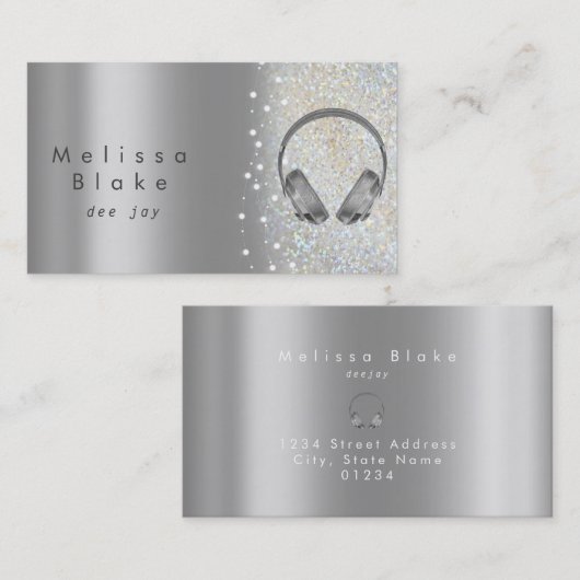 Dece Jay silberfarbener Glitzer Visitenkarte (Vorne/Hinten)
