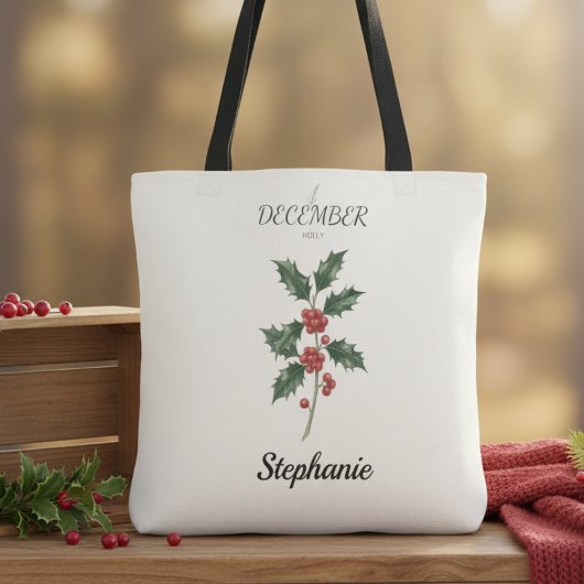 December Birth Flower Holly Birthday Tasche