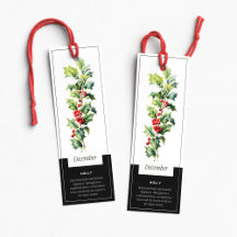 December Birth Month Holly Flower Bookmark