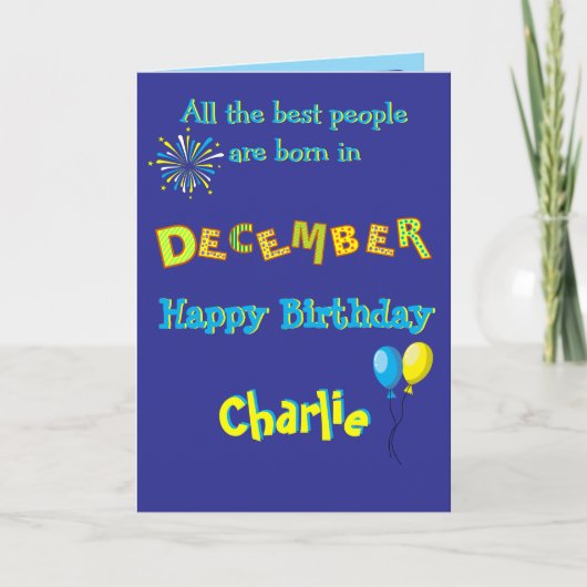 December Birthday Folded Greeting Card Karte (Vorderseite)