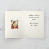 December Birthday Holly Berries And Red Poinsettia Karte (Innenseite)