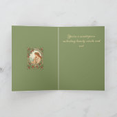 December Birthday Holly Berries Art Nouveau Karte (Innenseite)
