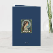 December Birthday Holly Berries Winter Blue Karte (Rückseite)